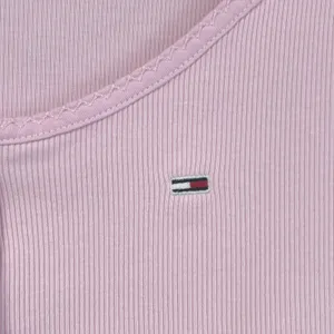 Tommy Jeans Crop Top Women‎ Medium Pink Ribbed Y2K Girly Preppy Ballet Pastel thumbnail 4