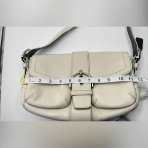 Coach vintage3653 Soho Y2k Double Pocket Buckle Flap Cream Leather Shoulder Bag thumbnail 3
