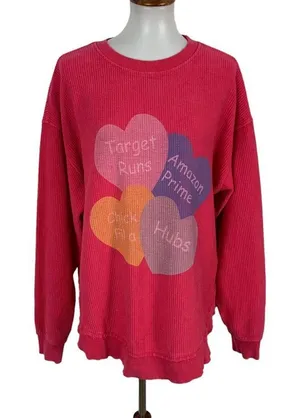 Moon Ryder Sweater Large Pink Graphic Pullover Sweatshirt Y2K Streetwear‎ thumbnail 1