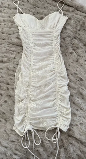 Princess Polly White Ruched Mini Dress thumbnail 1
