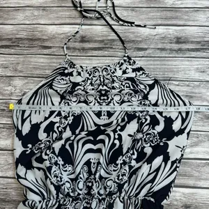 Million Bullpup Paisley Maxi Dress Halter Drop Waist Boho White Navy Small thumbnail 12