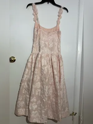Anthropologie For Love & Lemons Pale Pink Florence Drop Waist Floral Midi Dress thumbnail 5