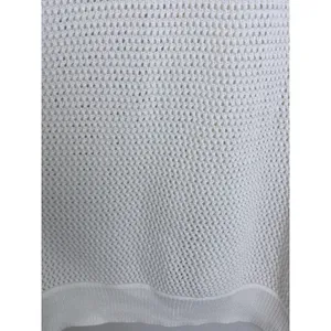 Vince White Mixed Knit Pointelle Cardigan Cotton Blend Drop Sleeve M Minimalist thumbnail 5