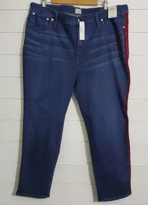 J‎ Crew Vintage Straight Leg Jeans With Velvet Stripe Denim 36 Women thumbnail 1