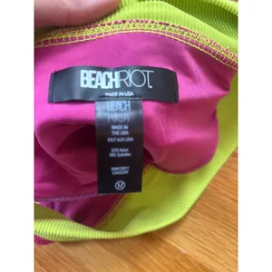 Beach Riot Colorblock Ribbed Bikini Set Neon Pink Green Purple High Waisted M thumbnail 3