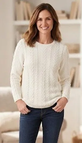 J. Jill Womens XL Ivory Cable Knit Chenille Fishermans Pullover Sweater Timeless thumbnail 1