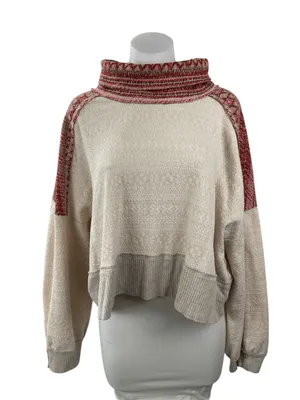 Free People We The Free At The Lodge Colorblock Long Sleeve Sweater Top Size L thumbnail 1