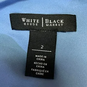White House Black Market Blue Long Sleeve V-Neck Layered Front Blouse Top Size 2 thumbnail 3