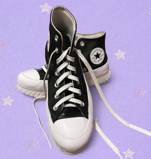 Black leather platform high top Converse thumbnail 1