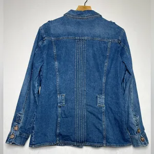 Sonoma Women’s Denim Utility Jacket Sz L Blue Cotton Button Front Boho Cottage thumbnail 5