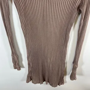 Free People Beach Ribbed Turtleneck Top Mauve Brown Long Sleeve‎ Knit Tunic LG thumbnail 3