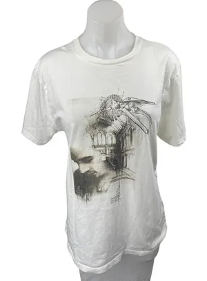 Earth Positive White Cotton Crewneck Short Sleeve Graphic Tee T-shirt Top Size L thumbnail 1