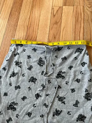 Y2K Gray Black Floral Mini Skirt Medium Loungewear Swim Cover Up Beach Summer thumbnail 3