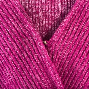 Anthropologie Lace Sleeve Women’s Medium Berry Pink Ribbed Feminine Flirty thumbnail 7