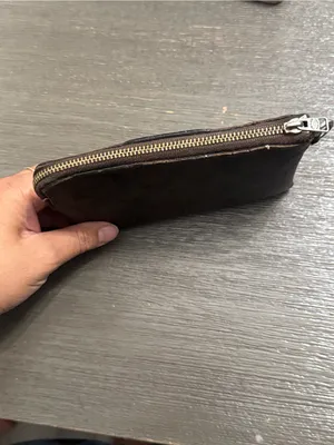 Coach Brown Signature Zip Pouch with Black Center Stripe thumbnail 9