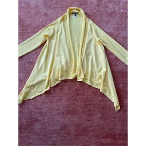 “cable & gauge” open front yellow cardigan thumbnail 3