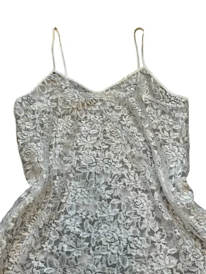 Vintage White Sheer Lace Mini Slip Dress 90s Romantic Cottage Fairycore thumbnail 2