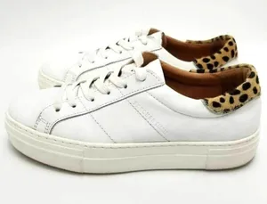 Skechers Womens White Leather Platform Lace Up Sneakers With Animal Print Sz 7.5 thumbnail 1