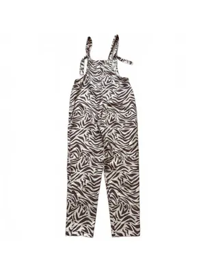 Lucy & Yak Dungarees Overalls Zebra Print Cream Brown Organic Cotton US Size 2R thumbnail 4