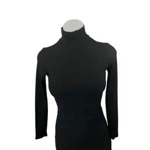 Reformation Maya Black Knit Long Sleeve Turtleneck A Line Mini Dress Size S thumbnail 7