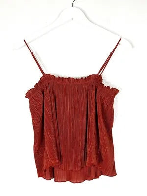 Madewell Pleated Ruffled Nicole Plisse Rust Camisole Swing Top Size S thumbnail 3