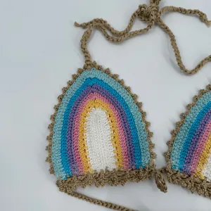 PILYQ PQ SWIM Bikini Top Size Small NWT Romance Crochet Triangle Halter Rainbow thumbnail 16