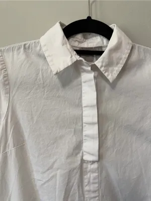 ASOS White Button Front Ruffle Hem Tunic Top Size US 4 thumbnail 3
