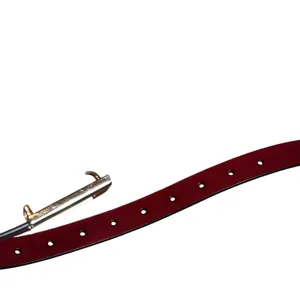 VTG Red Brown Adjustable Leather Belt Brass Buckle Minimalist Retro Western Boho thumbnail 16