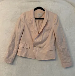 LOFT Blazer Womens Small Pink Linen Cotton Blend Two Button Lightweight Jacket thumbnail 1