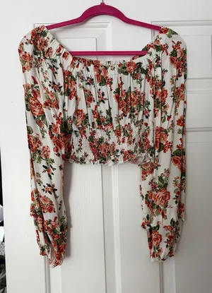 Altar'd State Top Long Sleeve Floral Crop thumbnail 1