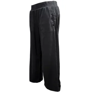 Talbots S Black Ribbed Trim Wide Leg Cropped Lounge Yoga Pants Relaxed Workout thumbnail 2