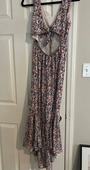 Lulus Make it Beautiful Cream Floral Print Ruffled Tie-Back Jumpsuit thumbnail 5