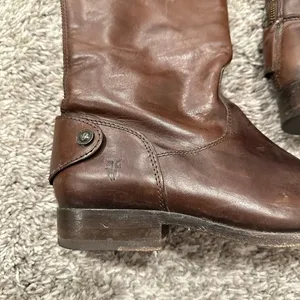 Frye Women's Brown Leather Riding Boots Knee‎ High Zip Up Casual Tall Size 7 thumbnail 2