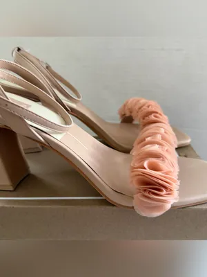 Dolce Vita Womens Lesha Blush Pink Leather Ruffle Sandals Heels Sz 10 NEW thumbnail 5