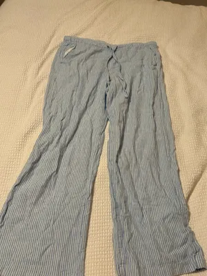 Hollister Striped Blue and White Linen Pants thumbnail 6
