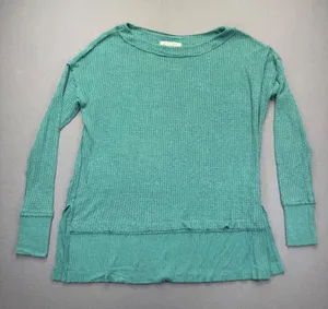 We The‎ Free Free People Teal Green Waffle Knit Thumbhole Tunic Top Small thumbnail 1