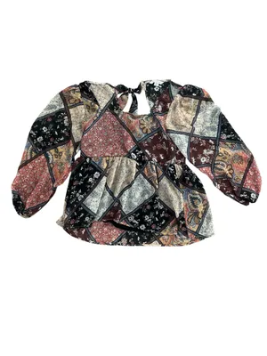 American Eagle Outfitters Patchwork Peasant Top - Black, Brown, Cream, Rust thumbnail 6