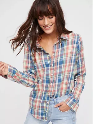 CP Shades x Free People Plaid Flannel Shirt 90s Grunge Cabincore Granola Size S thumbnail 1