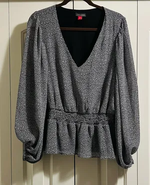 Vince Camuto Blouse V-Neck Long Sleeve XL thumbnail 1
