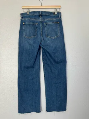 7 For All Mankind Cropped Alexa Blue Raw Hem Denim Jeans Size 28 thumbnail 6