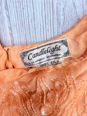 Vintage silk beaded candle light pink beaded skirt and short sleeve shirt outfit thumbnail 4