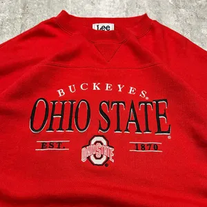 Vintage Lee Sport Embroidered Ohio State Buckeyes Red Crewneck Sweatshirt thumbnail 2