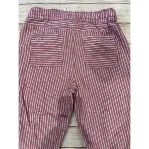 Vince Camuto Red Striped Drawstring Waist Linen Cotton Blend Pants size Small thumbnail 4