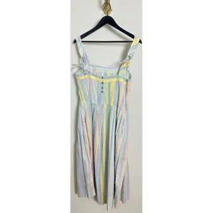 FREE PEOPLE Primavera Stripe Cotton Midi Dress in Pastel Combo Size Medium thumbnail 6