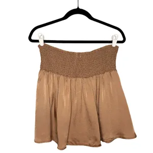 Aerie Ruched Uptown Mini Skirt Size Large Boho Pebble Brown Satin Festival Party thumbnail 11