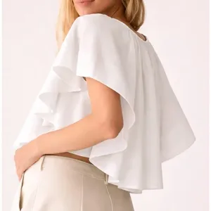 Maeve Anthropologie Ruffle Swing Top Blouse White Small thumbnail 2