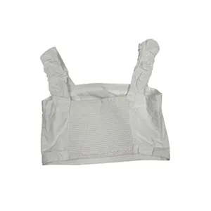 Free‎ People White Smocked Back Ruched Strap Cotton Crop Top Small thumbnail 2