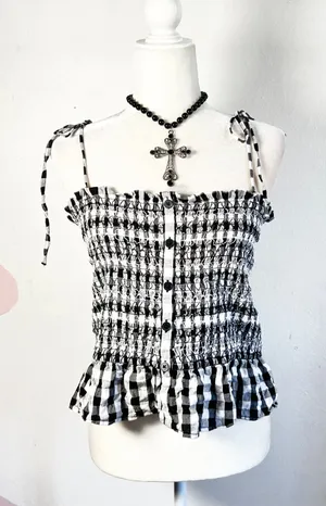 Loft Gingham Tank Top‎ Sz Large Preppy Classic Summer Cottagecore thumbnail 1
