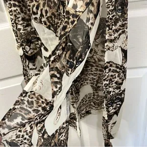 H&M Sheer Brown & Cream Tunic Top(Size 6) thumbnail 5
