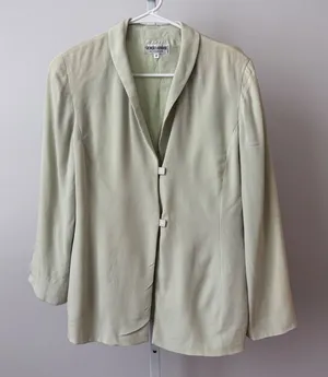 Giorgio Armani Silk Office Siren Academia Minimalist Luxury Blazer 8 Sage Green thumbnail 1